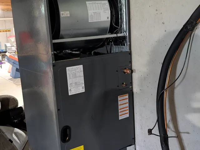 New Goodman air handler installed in basement during mini-split installation Memphis Indiana