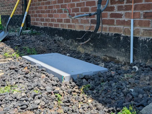 New mini-split mounting pad and disconnect box with lineset stub Memphis Indiana