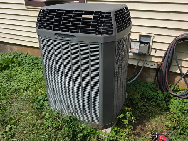 Trane central air conditioner outdoor condenser unit inspected during HVAC second opinion visit